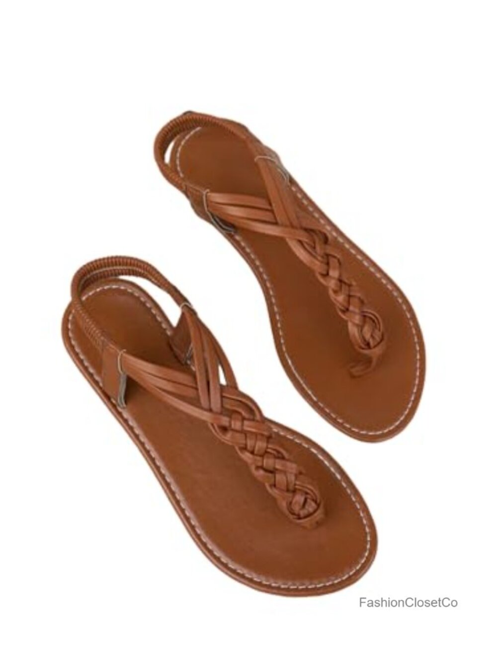 Women's Braided T-Strap Flat Sandals Ankle Strap Open Toe Slides Summer Beach